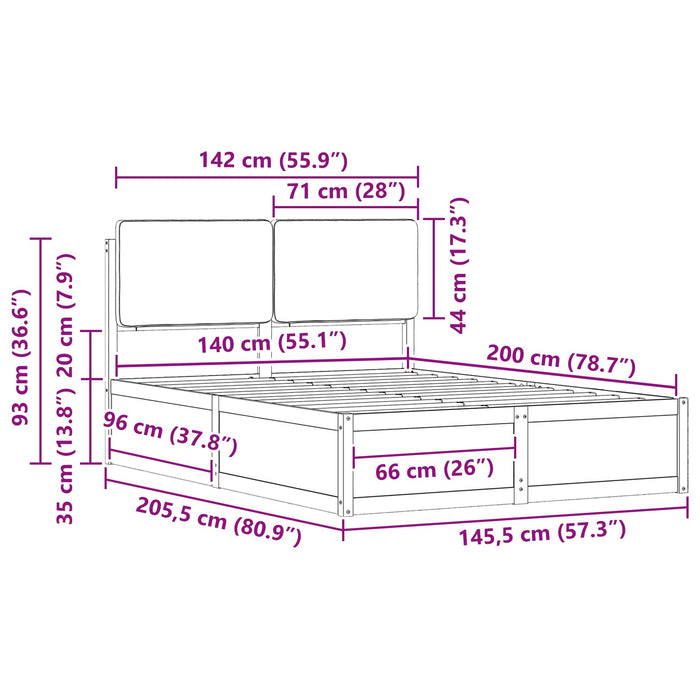 Cadru de pat cu tăblie tapițată cu headboard Negru 140 x 200 cm - WALTI WALTI