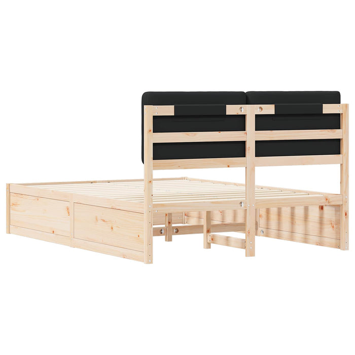 Cadru de pat cu tăblie tapițată cu headboard Negru 140 x 190 cm - WALTI WALTI