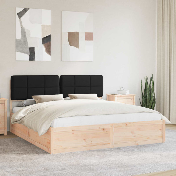 Cadru de pat cu tăblie tapițată cu headboard Negru 200 x 200 cm - WALTI WALTI