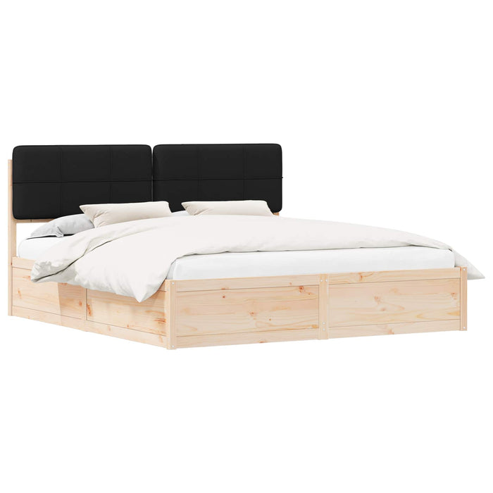 Cadru de pat cu tăblie tapițată cu headboard Negru 200 x 200 cm - WALTI WALTI