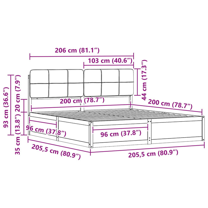 Cadru de pat cu tăblie tapițată Gri deschis 200 x 200 cm - WALTI WALTI