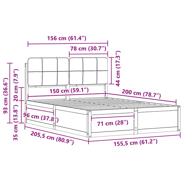 Cadru de pat cu tăblie tapițată cu headboard Negru 150 x 200 cm - WALTI WALTI