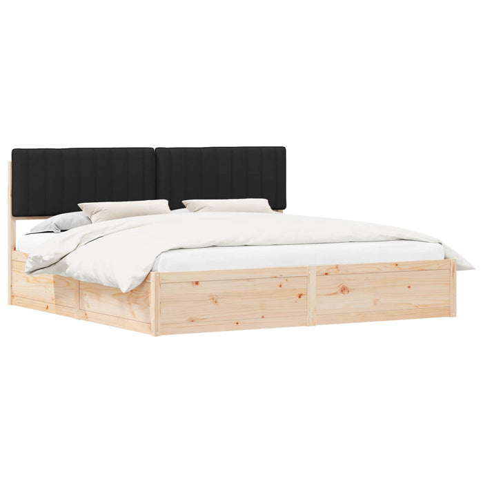 Cadru de pat cu tăblie tapițată cu headboard Negru 200 x 200 cm - WALTI WALTI