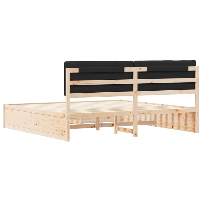 Cadru de pat cu tăblie tapițată cu headboard Negru 200 x 200 cm - WALTI WALTI