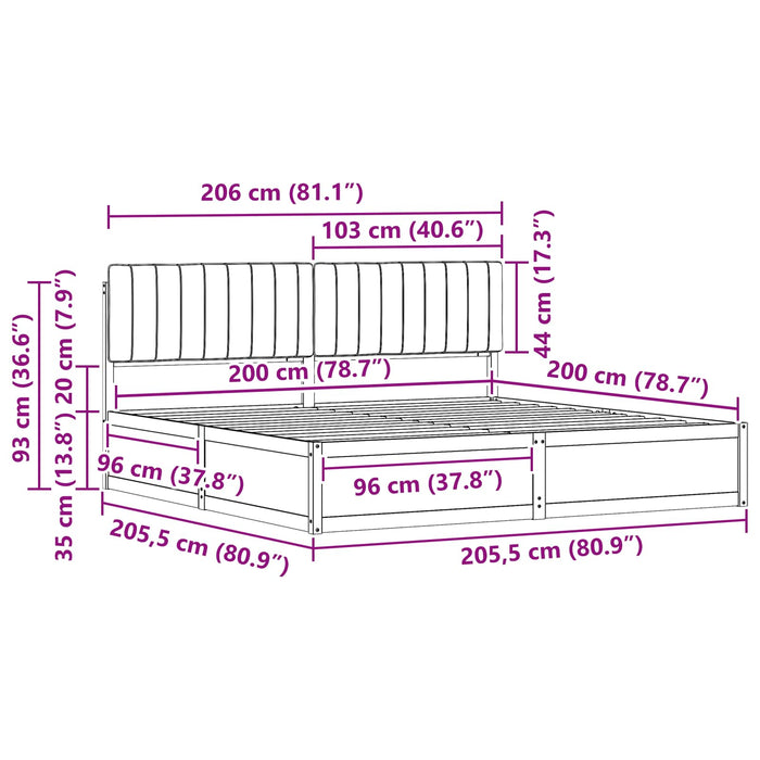 Cadru de pat cu tăblie tapițată cu headboard Negru 200 x 200 cm - WALTI WALTI