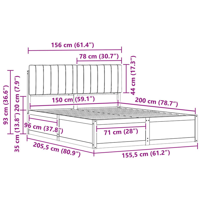 Cadru de pat cu tăblie tapițată Gri deschis 150 x 200 cm - WALTI WALTI
