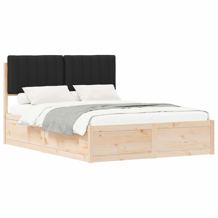 Cadru de pat cu tăblie tapițată cu headboard Negru 140 x 190 cm - WALTI WALTI