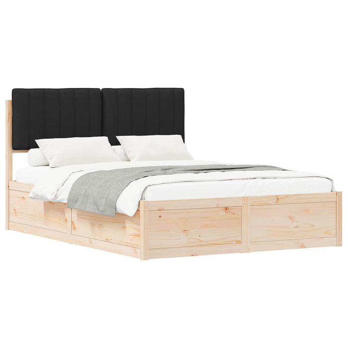 Cadru de pat cu tăblie tapițată cu headboard Negru 135 x 190 cm - WALTI WALTI