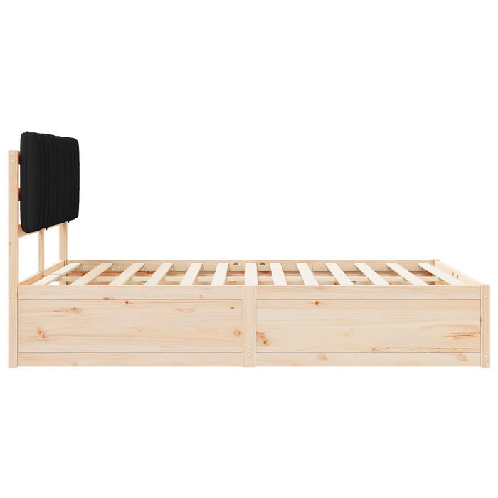 Cadru de pat cu tăblie tapițată cu headboard Negru 135 x 190 cm - WALTI WALTI