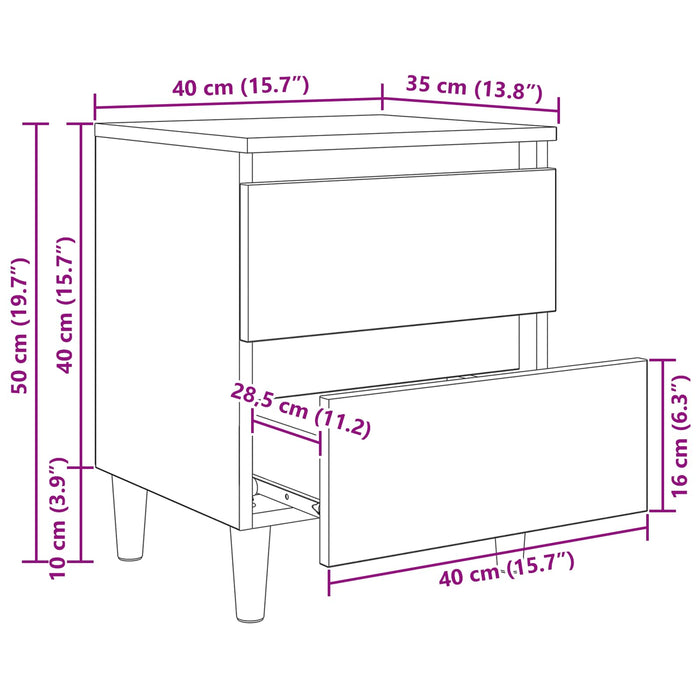 Dulap de pat cu sertar Lemn Vechi 40 x 35 x 50 cm Lemn compozit - WALTI WALTI