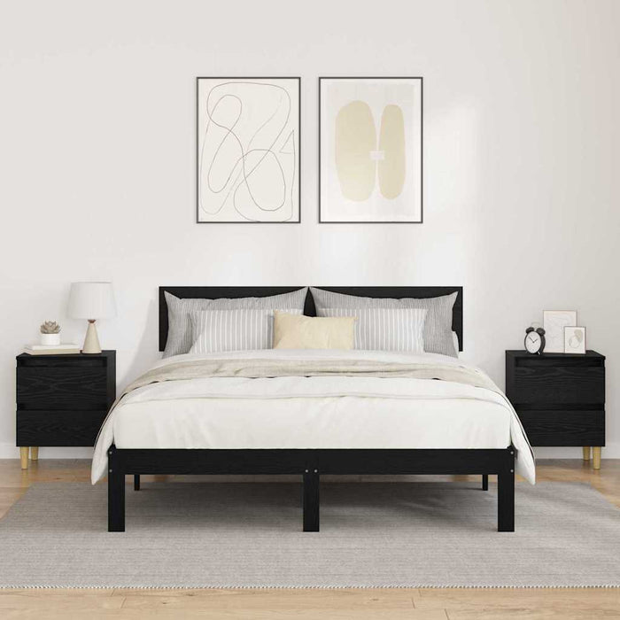 Dulap de pat Stejar Negru 40 x 35 x 50 cm Lemn compozit - WALTI WALTI