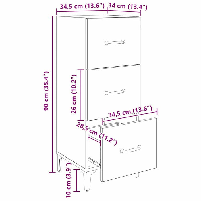 Bufet Stejar Artizanal 34,5 x 34 x 90 cm Lemn compozit - WALTI WALTI