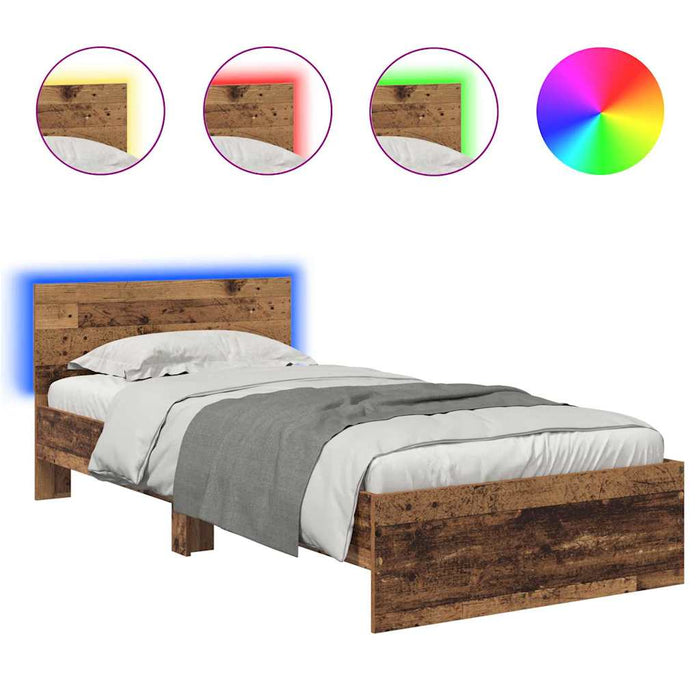 Cadru de pat cu headboard Lemn Vechi 100 x 200 cm Lemn compozit - WALTI WALTI
