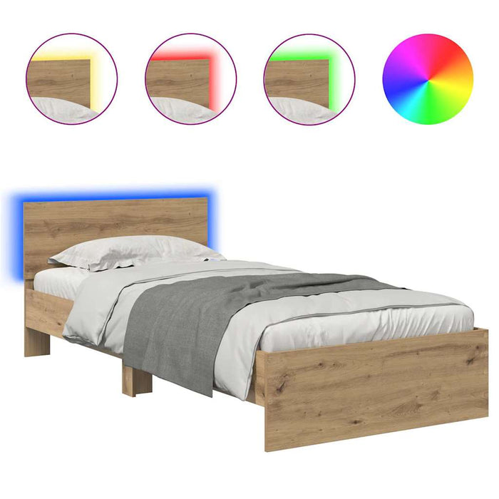 Cadru de pat Stejar Artizanal 90 x 200 cm Lemn compozit - WALTI WALTI