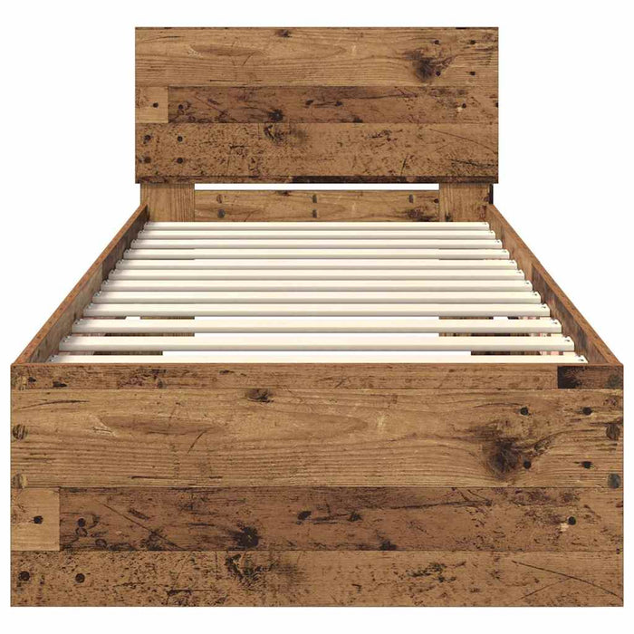 Cadru de pat cu headboard Lemn Vechi 75 x 190 cm Lemn compozit - WALTI WALTI