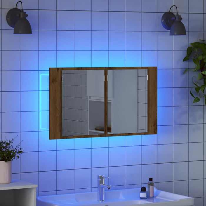 Dulap cu oglindă pentru baie Stejar Artizanal 80 x 12 x 45 cm - WALTI WALTI