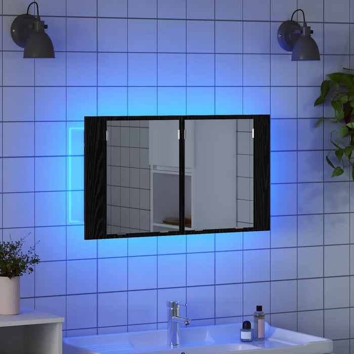 Dulap cu oglindă pentru baie Stejar Negru 80 x 12 x 45 cm - WALTI WALTI