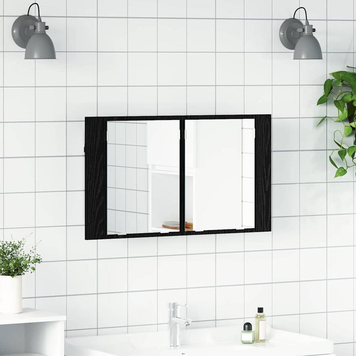 Dulap cu oglindă pentru baie Stejar Negru 80 x 12 x 45 cm - WALTI WALTI