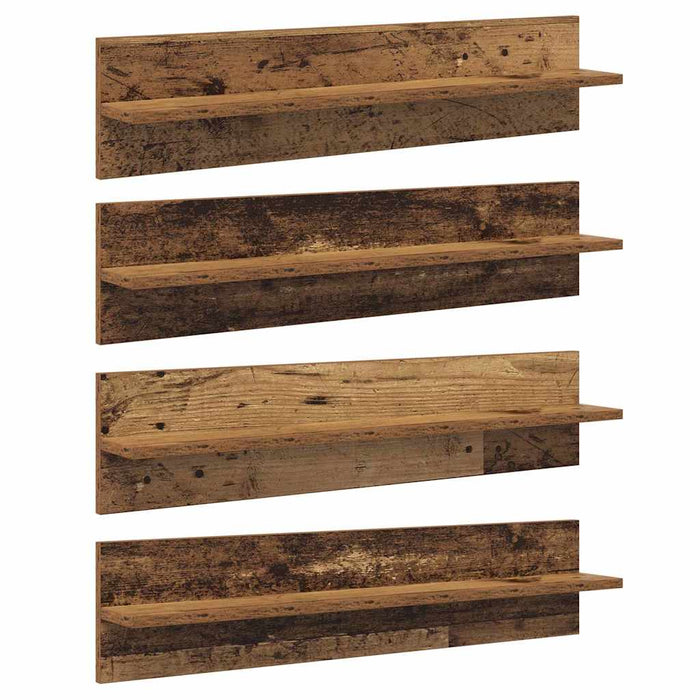 Șemele de perete cu raft 4 pcs Lemn Vechi 80 x 11,5 x 18 cm - WALTI WALTI