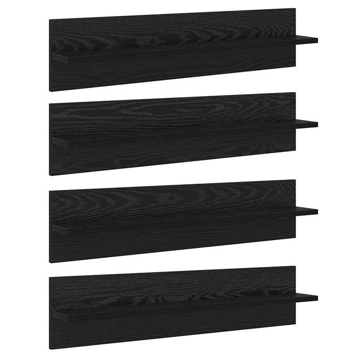 Șemele de perete cu raft 4 pcs Stejar Negru 80 x 11,5 x 18 cm - WALTI WALTI