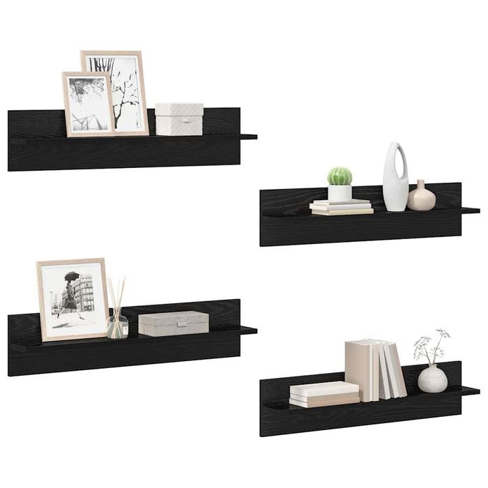 Șemele de perete cu raft 4 pcs Stejar Negru 80 x 11,5 x 18 cm - WALTI WALTI