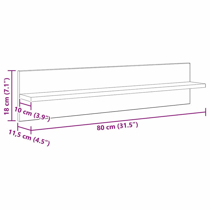 Șemele de perete cu raft 4 pcs Stejar Negru 80 x 11,5 x 18 cm - WALTI WALTI