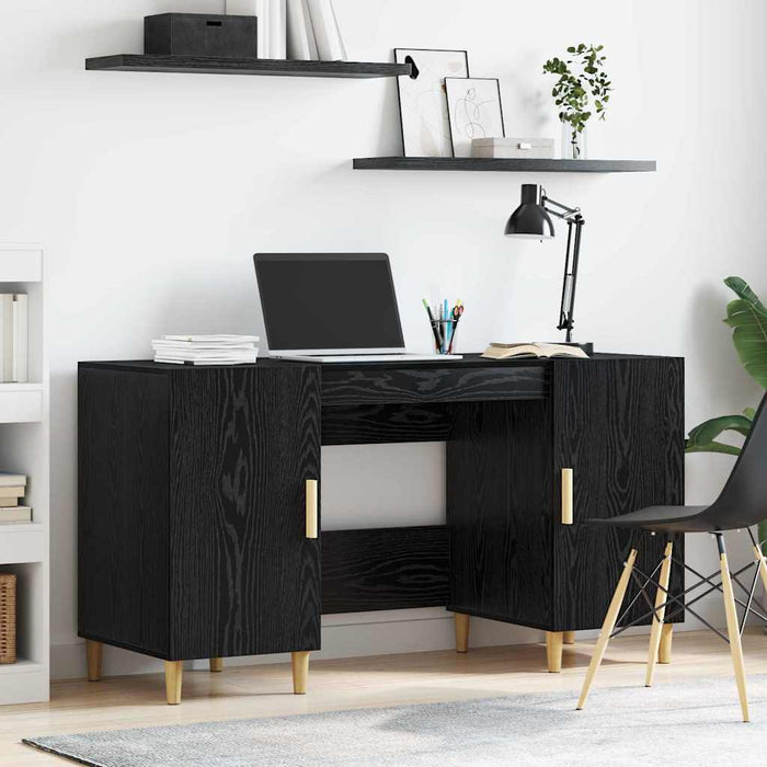 Birou cu raft Stejar Negru 140 x 50 x 75 cm Lemn compozit - WALTI WALTI