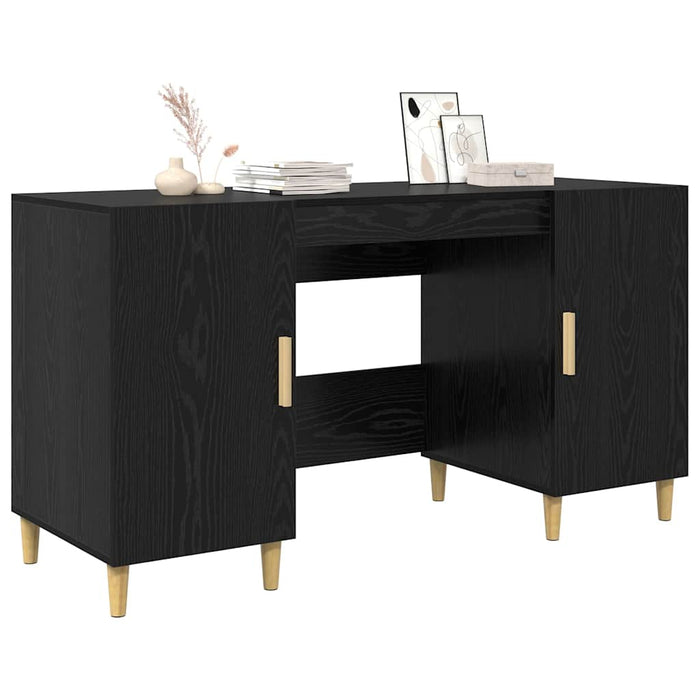 Birou cu raft Stejar Negru 140 x 50 x 75 cm Lemn compozit - WALTI WALTI