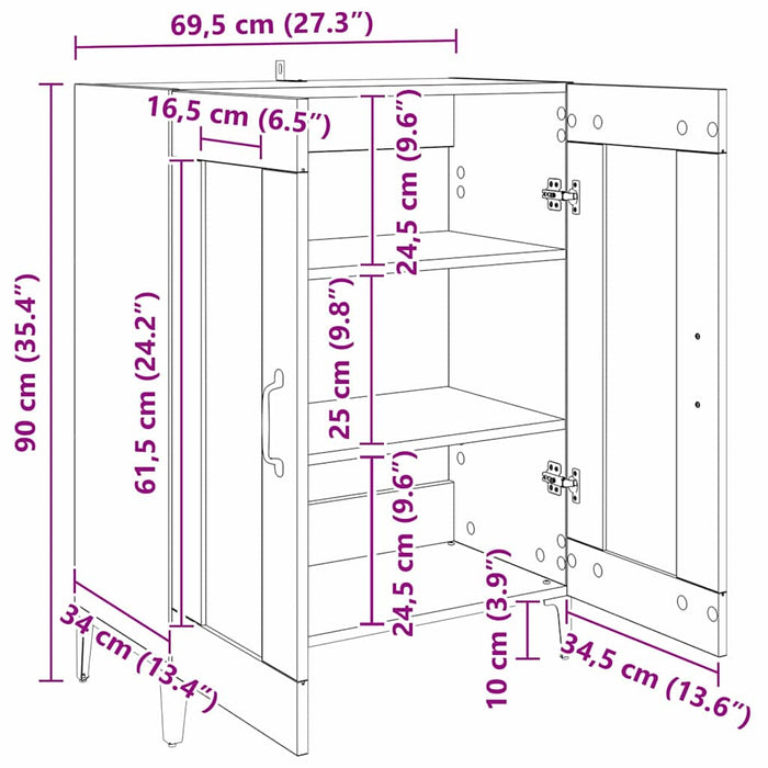 Bufet Lemn Vechi 69,5 x 34 x 90 cm Lemn compozit - WALTI WALTI