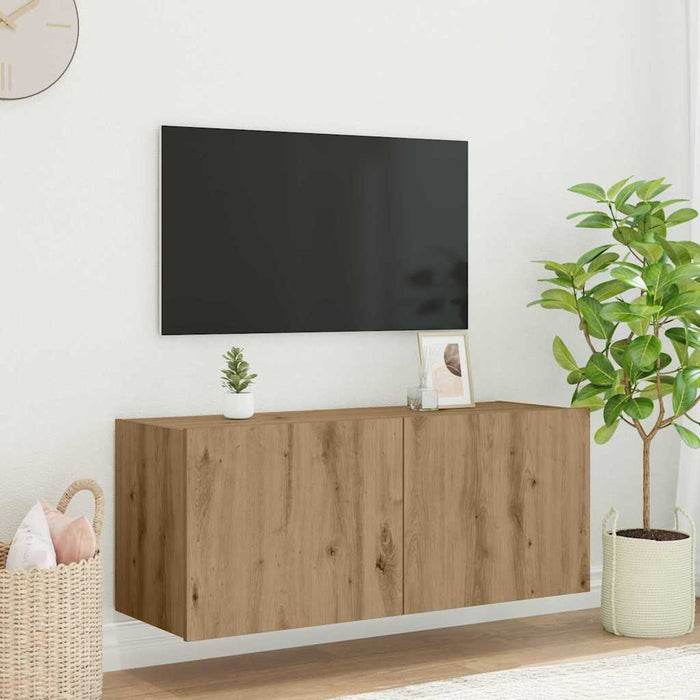 Dulap TV de perete Pe perete Stejar Artizanal 100 x 35 x 41 cm - WALTI WALTI