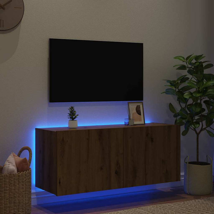 Dulap TV de perete Pe perete Stejar Artizanal 100 x 35 x 41 cm - WALTI WALTI
