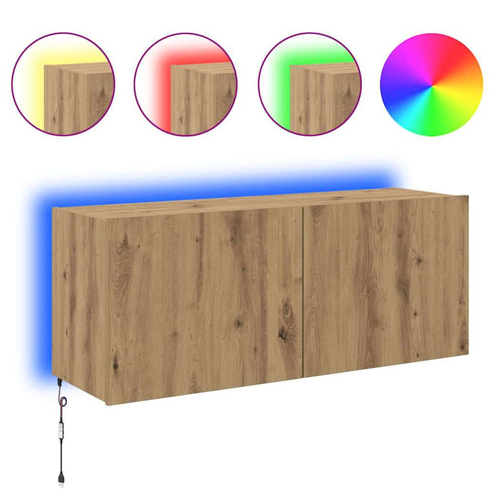 Dulap TV de perete Pe perete Stejar Artizanal 100 x 35 x 41 cm - WALTI WALTI