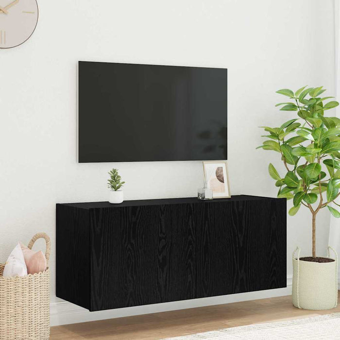 Dulap TV de perete Stejar Negru 100 x 35 x 41 cm Lemn compozit - WALTI WALTI