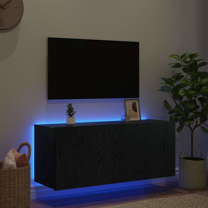 Dulap TV de perete Stejar Negru 100 x 35 x 41 cm Lemn compozit - WALTI WALTI