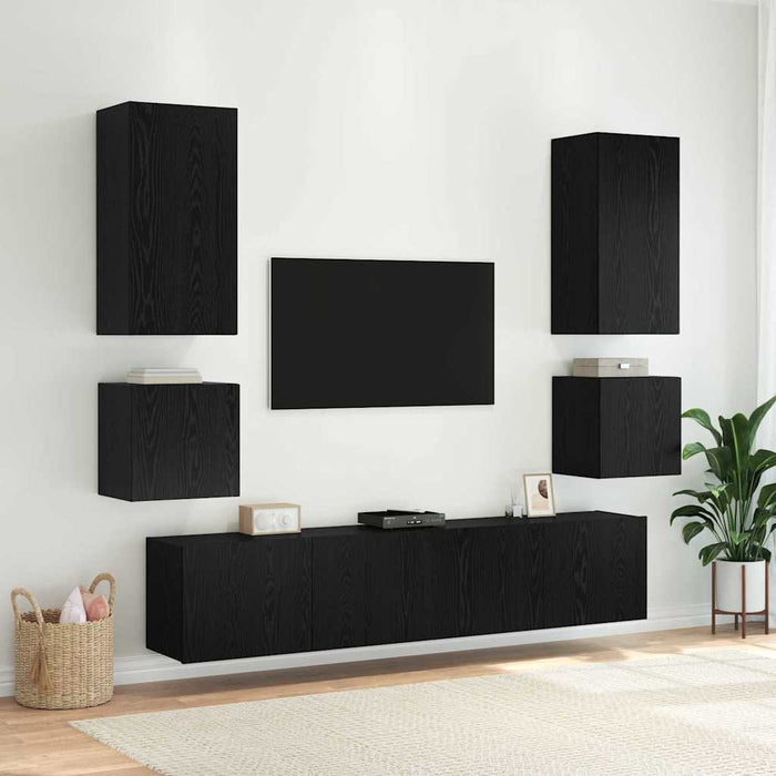 Dulap TV de perete Stejar Negru 100 x 35 x 41 cm Lemn compozit - WALTI WALTI