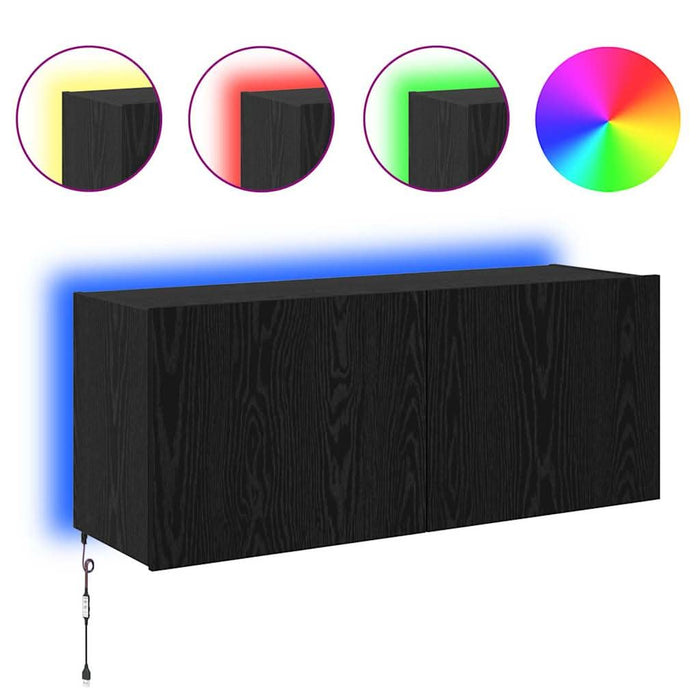 Dulap TV de perete Stejar Negru 100 x 35 x 41 cm Lemn compozit - WALTI WALTI
