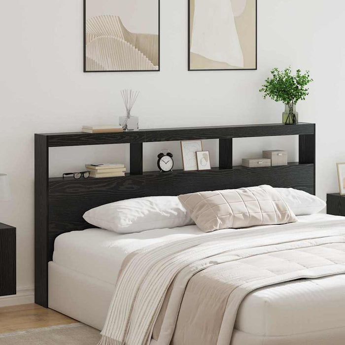 Tăblie cap cu raft Stejar Negru 200 x 17 x 102 cm Lemn compozit - WALTI WALTI