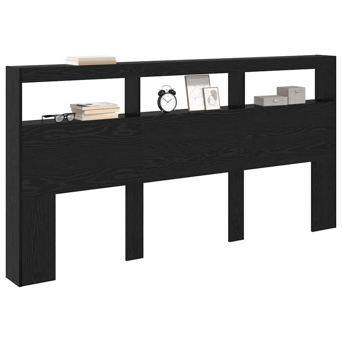Tăblie cap cu raft Stejar Negru 200 x 17 x 102 cm Lemn compozit - WALTI WALTI