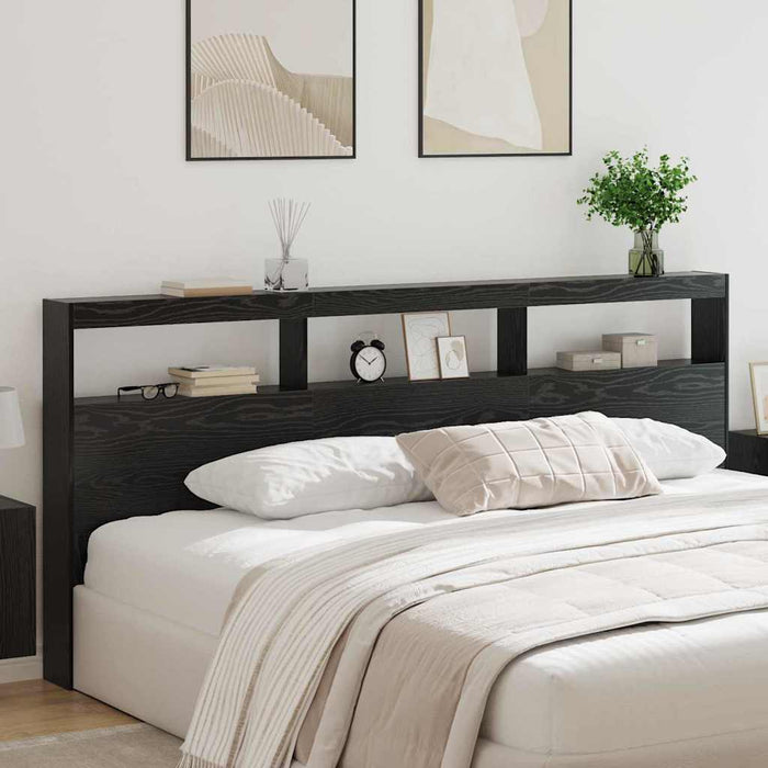 Tăblie cap cu raft Stejar Negru 220 x 17 x 102 cm Lemn compozit - WALTI WALTI