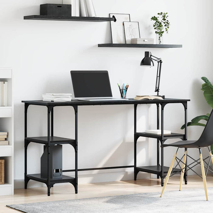 Birou cu raft Stejar Negru 140 x 50 x 75 cm Lemn compozit - WALTI WALTI