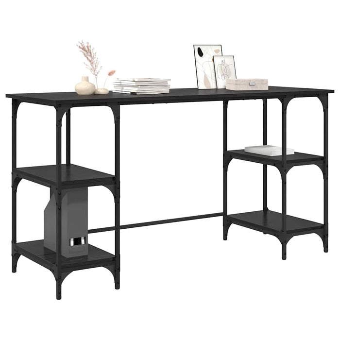 Birou cu raft Stejar Negru 140 x 50 x 75 cm Lemn compozit - WALTI WALTI