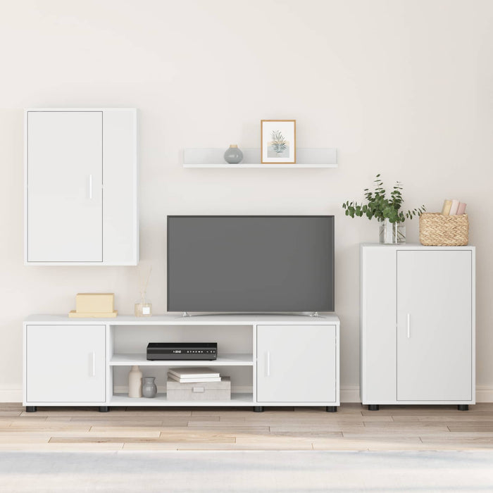 Set comodă TV Pe perete 4 pcs Alb Lemn compozit - WALTI WALTI