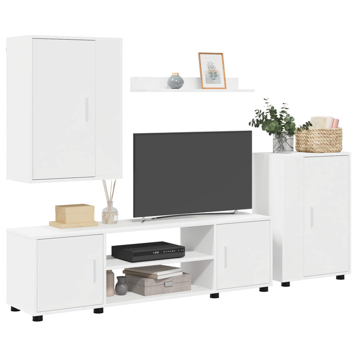 Set comodă TV Pe perete 4 pcs Alb Lemn compozit - WALTI WALTI