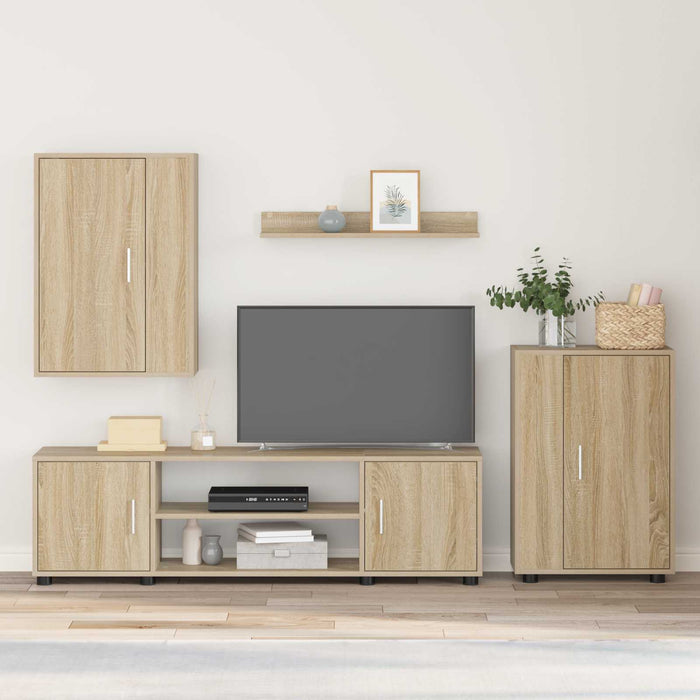 Set comodă TV Pe perete 4 pcs Stejar Sonoma Lemn compozit - WALTI WALTI