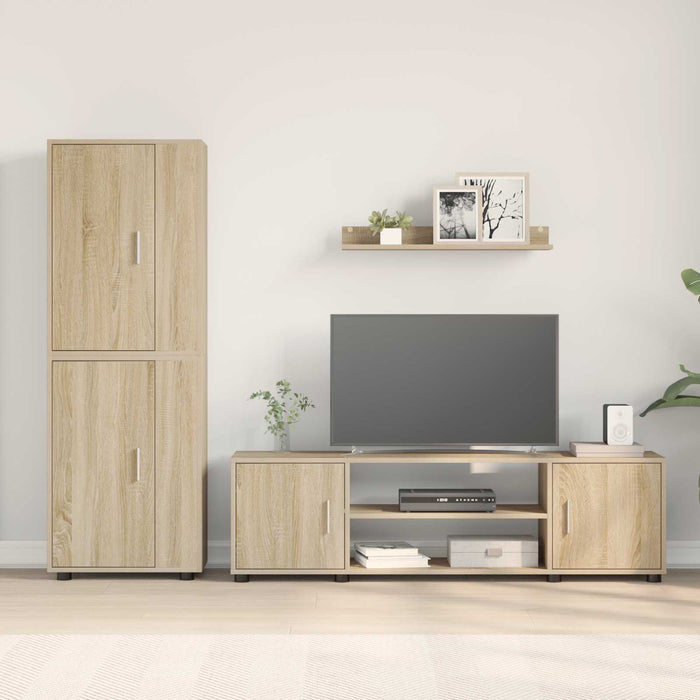 Set comodă TV Pe perete 4 pcs Stejar Sonoma Lemn compozit - WALTI WALTI
