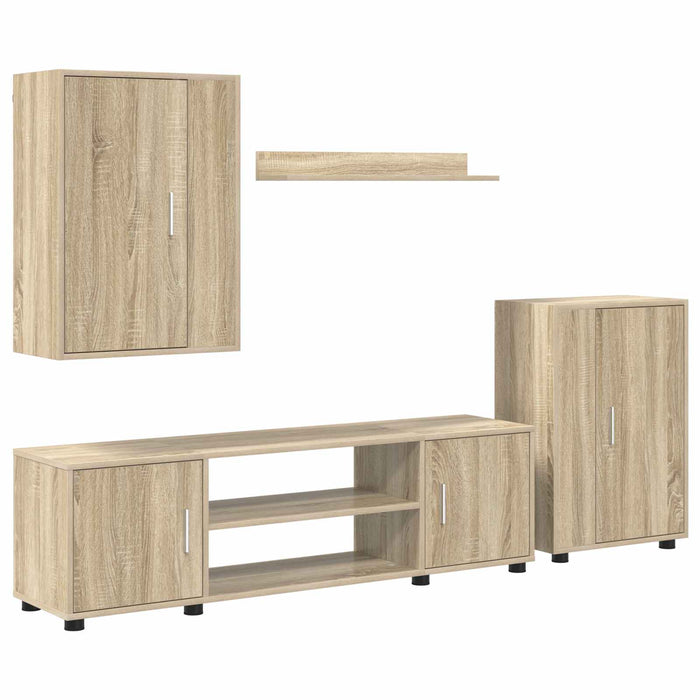 Set comodă TV Pe perete 4 pcs Stejar Sonoma Lemn compozit - WALTI WALTI