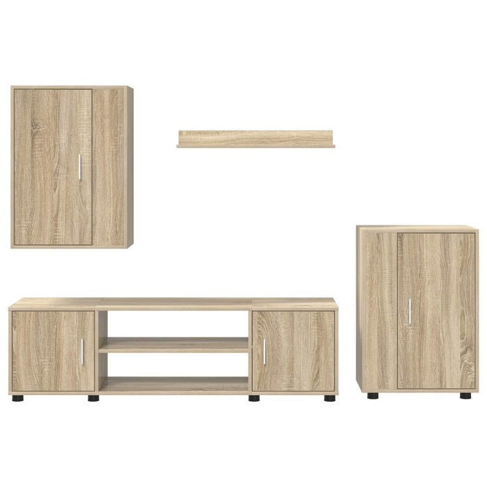 Set comodă TV Pe perete 4 pcs Stejar Sonoma Lemn compozit - WALTI WALTI