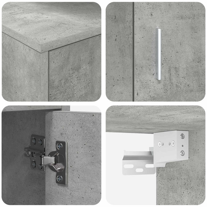 Set comodă TV Pe perete 4 pcs Gri din beton Lemn compozit - WALTI WALTI