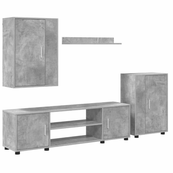 Set comodă TV Pe perete 4 pcs Gri din beton Lemn compozit - WALTI WALTI