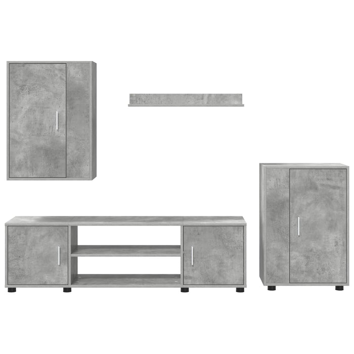Set comodă TV Pe perete 4 pcs Gri din beton Lemn compozit - WALTI WALTI